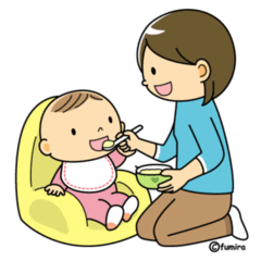 イラスト：離乳食を食べる赤ちゃん