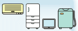 イラスト：エアコン、冷蔵庫、テレビ、洗濯機