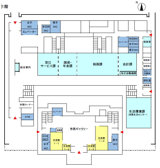 地図：本庁舎1階