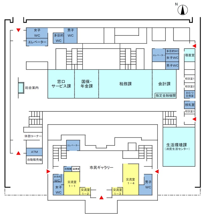 地図：本庁舎1階