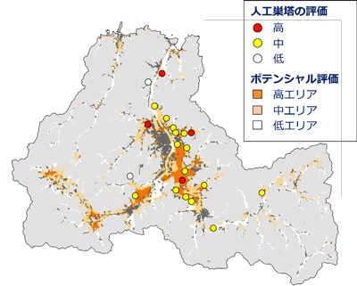 コウノトリの生息適地マップ