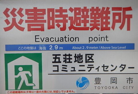 写真：災害時避難所標示板