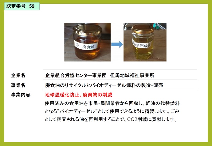 企業組合労協センター事業団但馬地域福祉事業所　廃食油のリサイクルとバイオディーゼル燃料の製造・販売