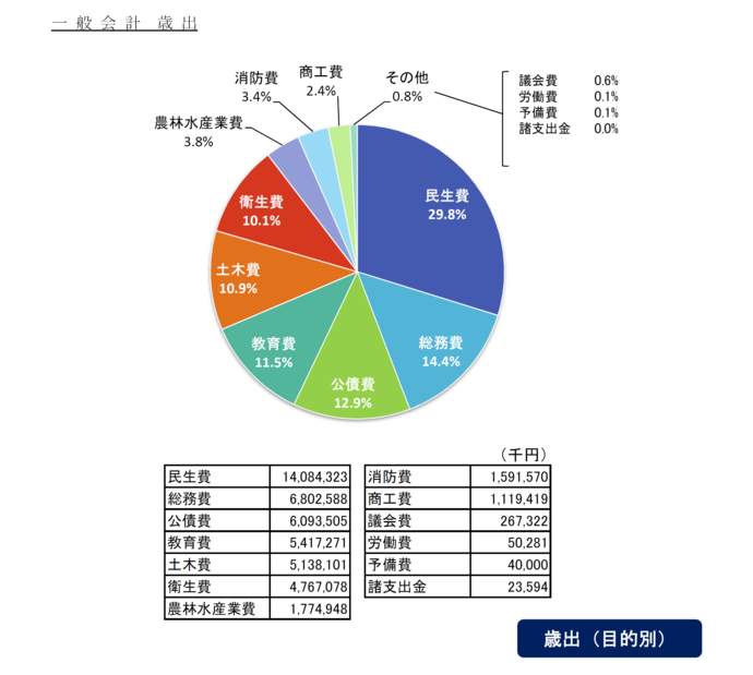 予算規模と対前年度伸率および歳入歳出円グラフ