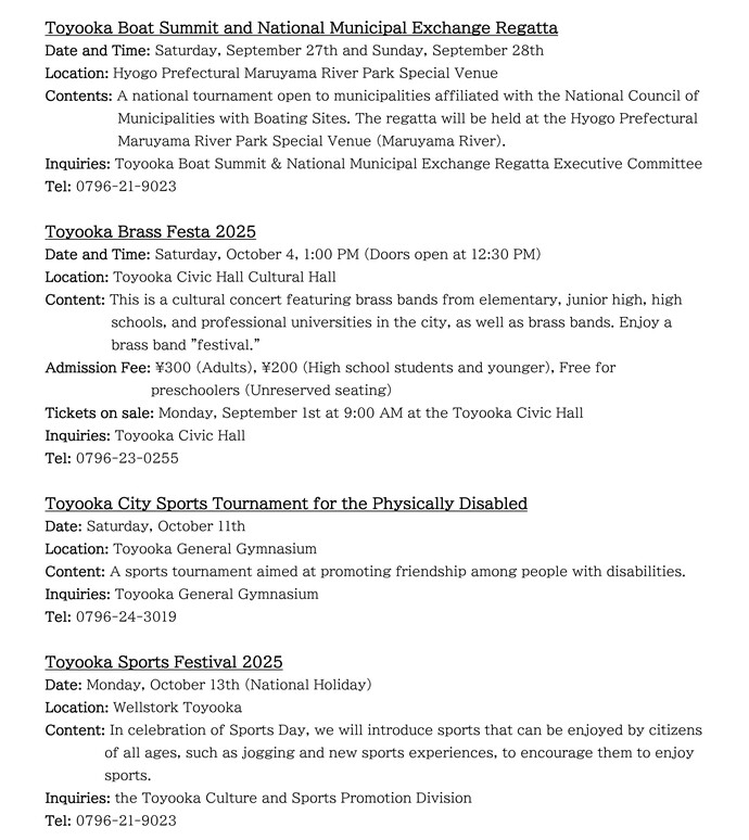 Toyooka Local Information (mid-September to early October)2