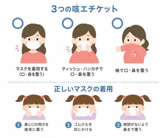咳エチケットについてイラスト