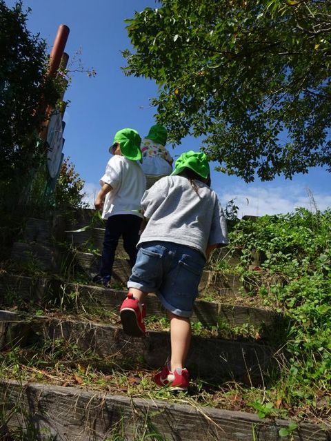 写真：階段を上る様子