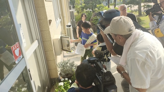 写真：港中学校　訓練の様子