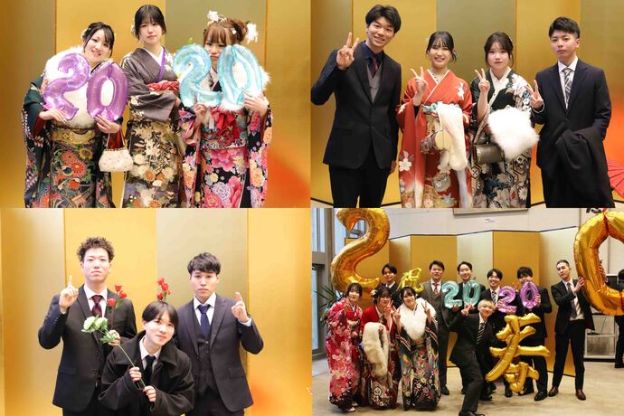 写真：はたちを祝う会　フォトスポットでの記念撮影