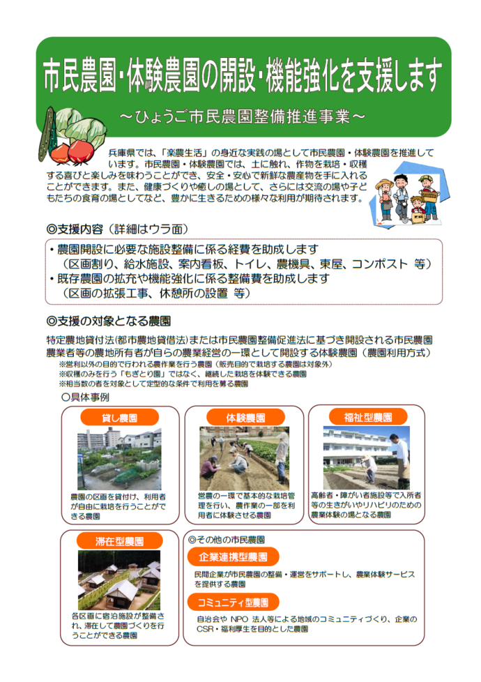 画像:市民農園各種事業のチラシ